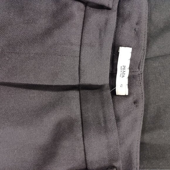 Prada Dark Charcoal Gray Virgin Wool Flat Front Boot Cut Trousers Pants IT42 - Picture 5 of 8